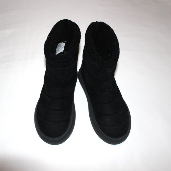 AUTHENTIC MONCLER HERMOSA BLACK QUILTED SUEDE FAUX FUR SNOW BOOTS SZ 37 - Picture 4 of 9